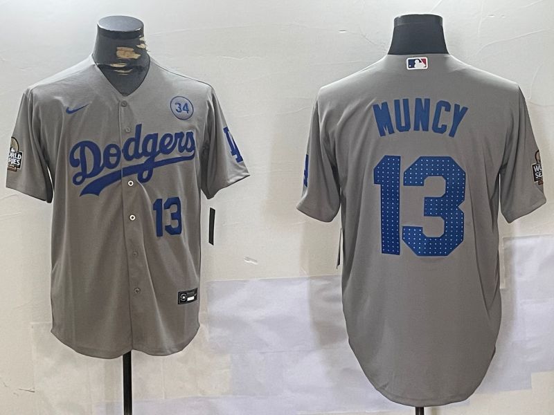 Men Los Angeles Dodgers 13 Muncy Grey Game 2024 Nike MLB Jersey style 11203